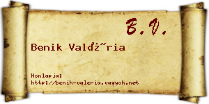 Benik Valéria névjegykártya